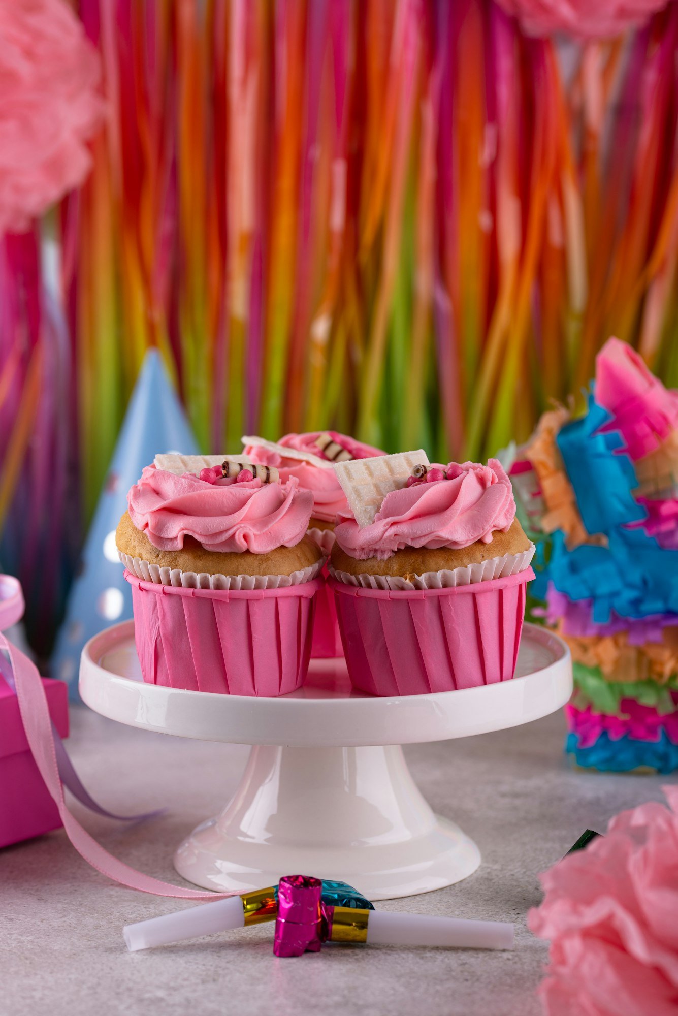 Birthday party concept with cupcake